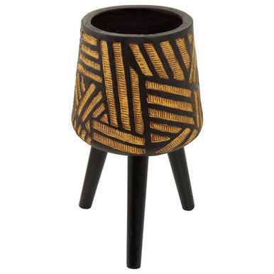Orsina Darnell Geometric Indoor Planter – Natural and Black with Legs
