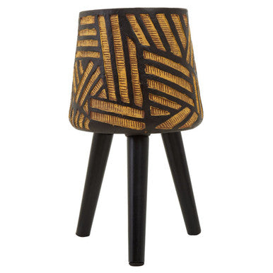 Orsina Darnell Geometric Indoor Planter – Natural and Black with Legs