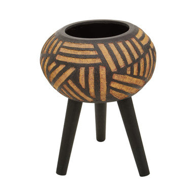 Orsina Darnell Tapered Floor Planter – Natural and Black Graphic Pot