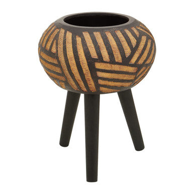 Orsina Darnell Tapered Floor Planter – Natural and Black Graphic Pot