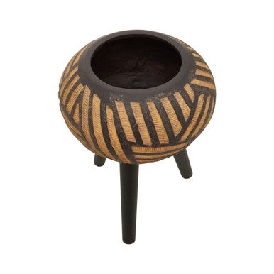 Orsina Darnell Tapered Floor Planter – Natural and Black Graphic Pot