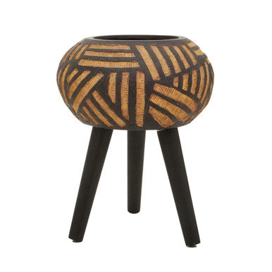 Orsina Darnell Tapered Floor Planter – Natural and Black Graphic Pot