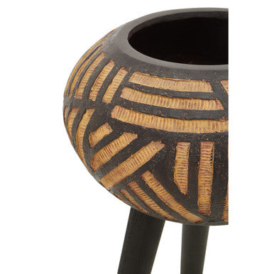 Orsina Darnell Tapered Floor Planter – Natural and Black Graphic Pot