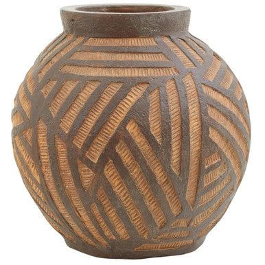 Orsina Darnell Round Brown Ceramic Vase – Hand-Finished Home Decor