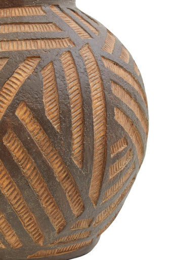 Orsina Darnell Round Brown Ceramic Vase – Hand-Finished Home Decor