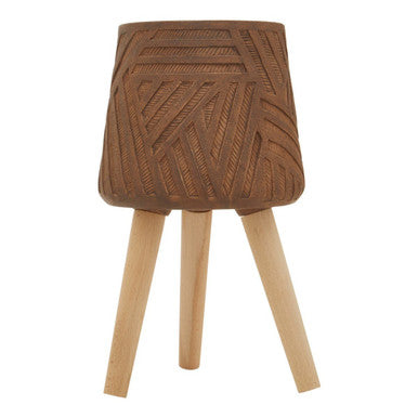 Orsina Darnell Brown Indoor Planter with Raised Angular Legs – 12"