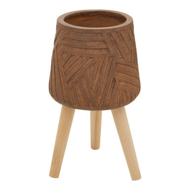 Orsina Darnell Brown Indoor Planter with Raised Angular Legs – 12"