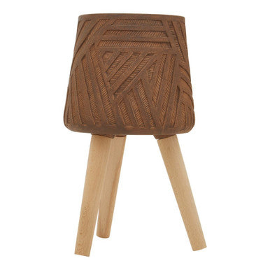 Orsina Darnell Brown Indoor Planter with Raised Angular Legs – 12"
