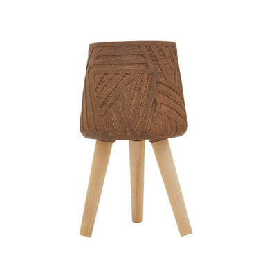 Orsina Darnell Brown Indoor Planter with Raised Angular Legs – 12"