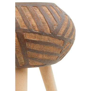 Orsina Darnell Round Brown Planter – Textured Pot with Angular Legs