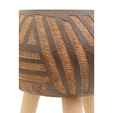 Orsina Darnell Round Brown Planter – Textured Pot with Angular Legs