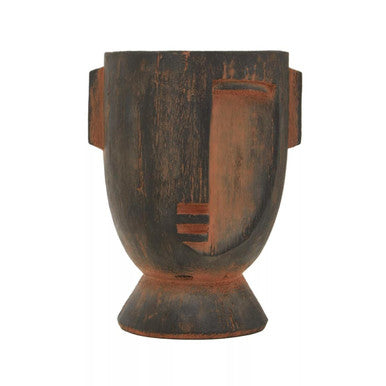 Orsina Darnell Large Face Planter – Rustic Brown Sculptural Pottery