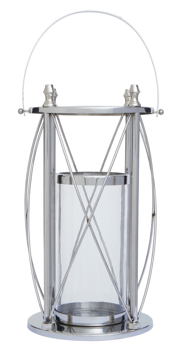 Orsina Cruzar Large Silver Lantern | Stainless Steel Floor Decor