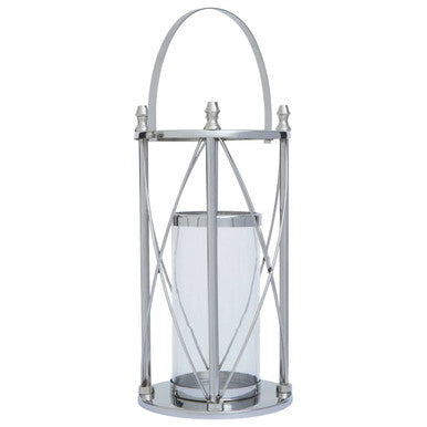 Orsina Cruzar Large Silver Lantern | Stainless Steel Floor Decor