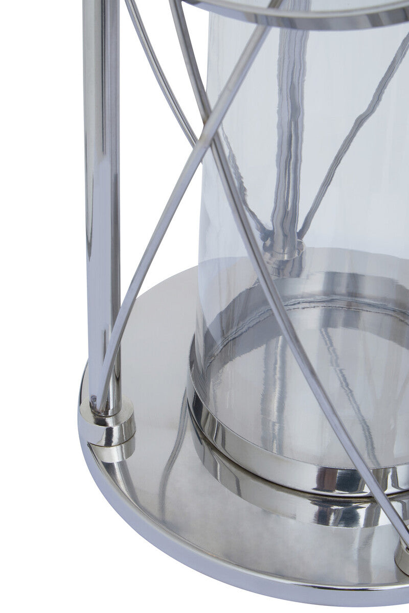Orsina Cruzar Large Silver Lantern | Stainless Steel Floor Decor