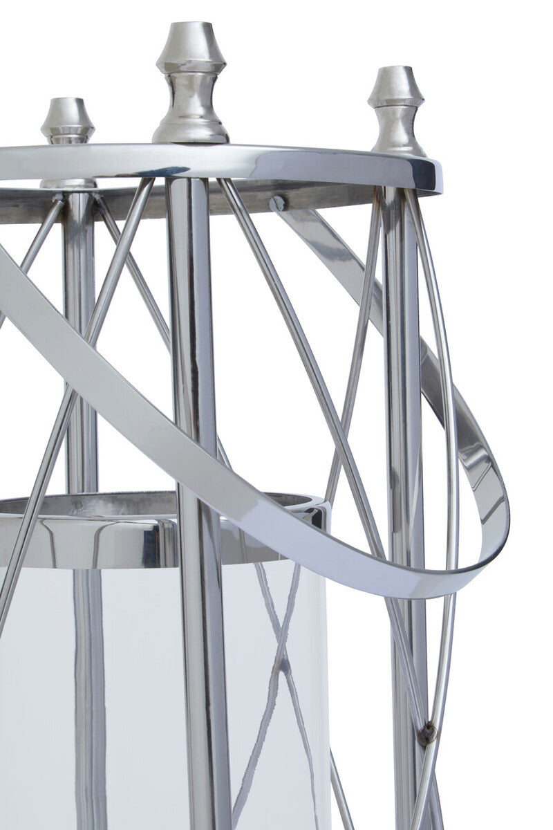 Orsina Cruzar Large Silver Lantern | Stainless Steel Floor Decor