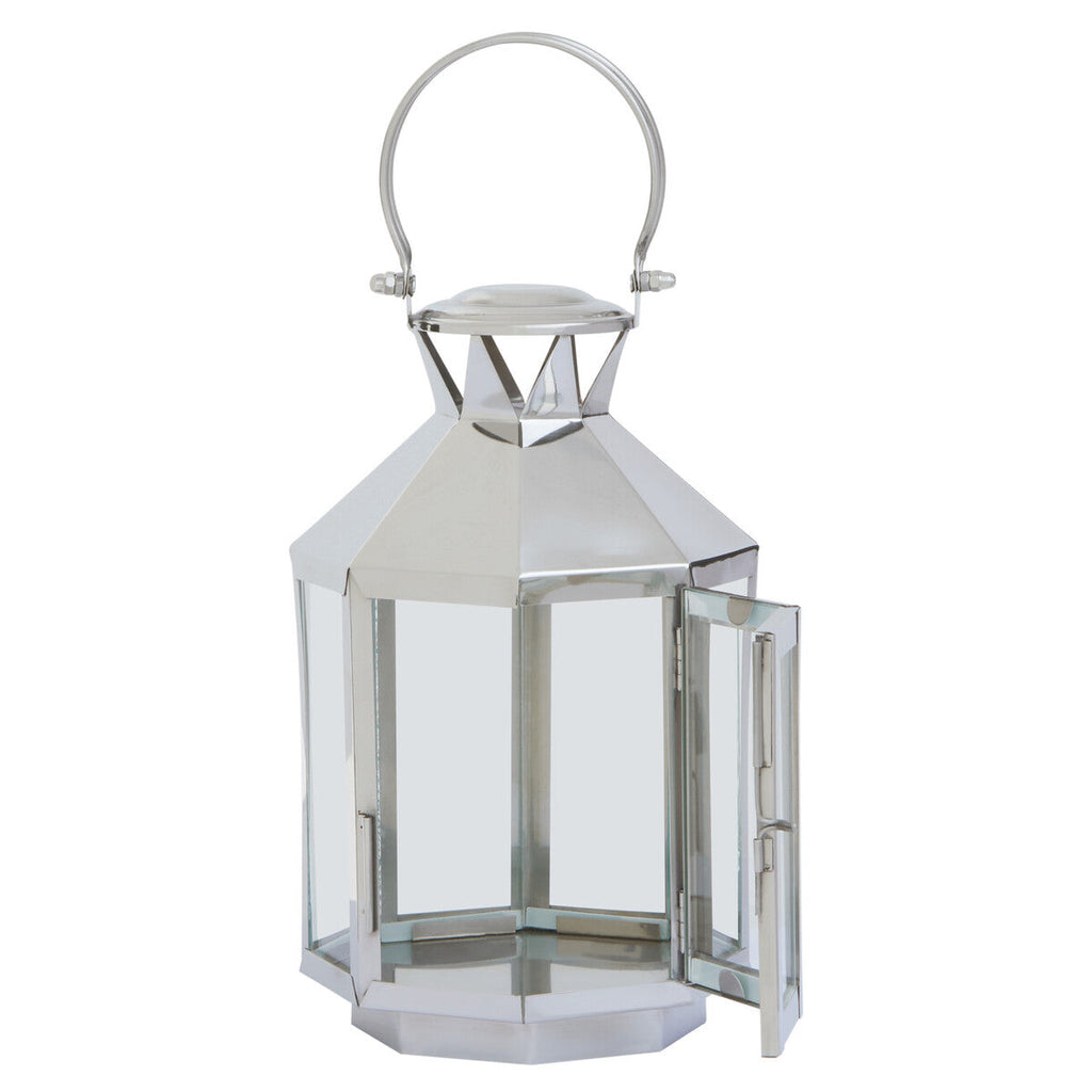 Orsina Herber Small Silver Stainless Steel Lantern | Modern Candle Holder