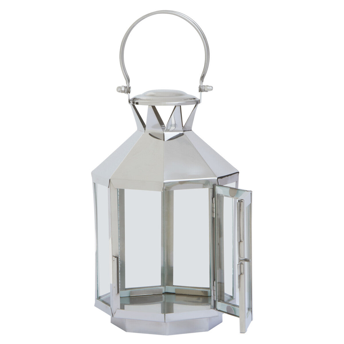 Orsina Herber Small Silver Stainless Steel Lantern | Modern Candle Holder