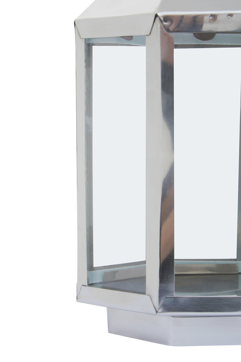 Orsina Herber Small Silver Stainless Steel Lantern | Modern Candle Holder
