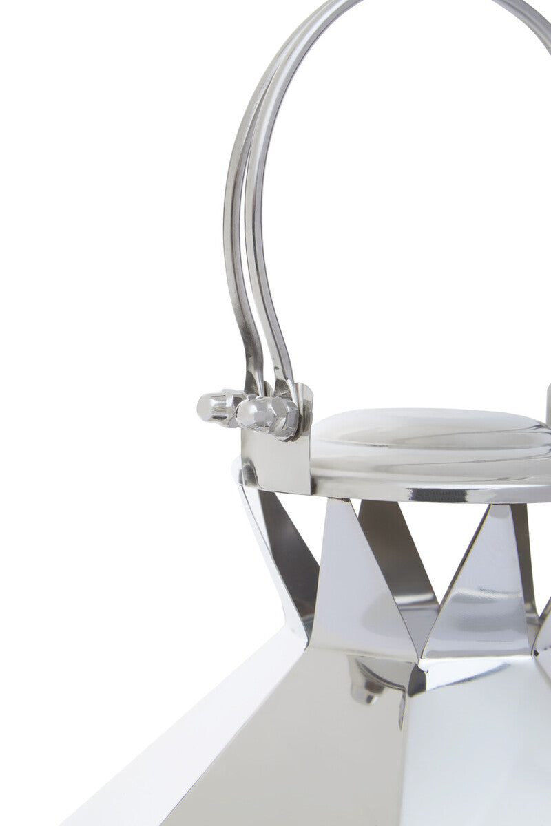 Orsina Herber Small Silver Stainless Steel Lantern | Modern Candle Holder