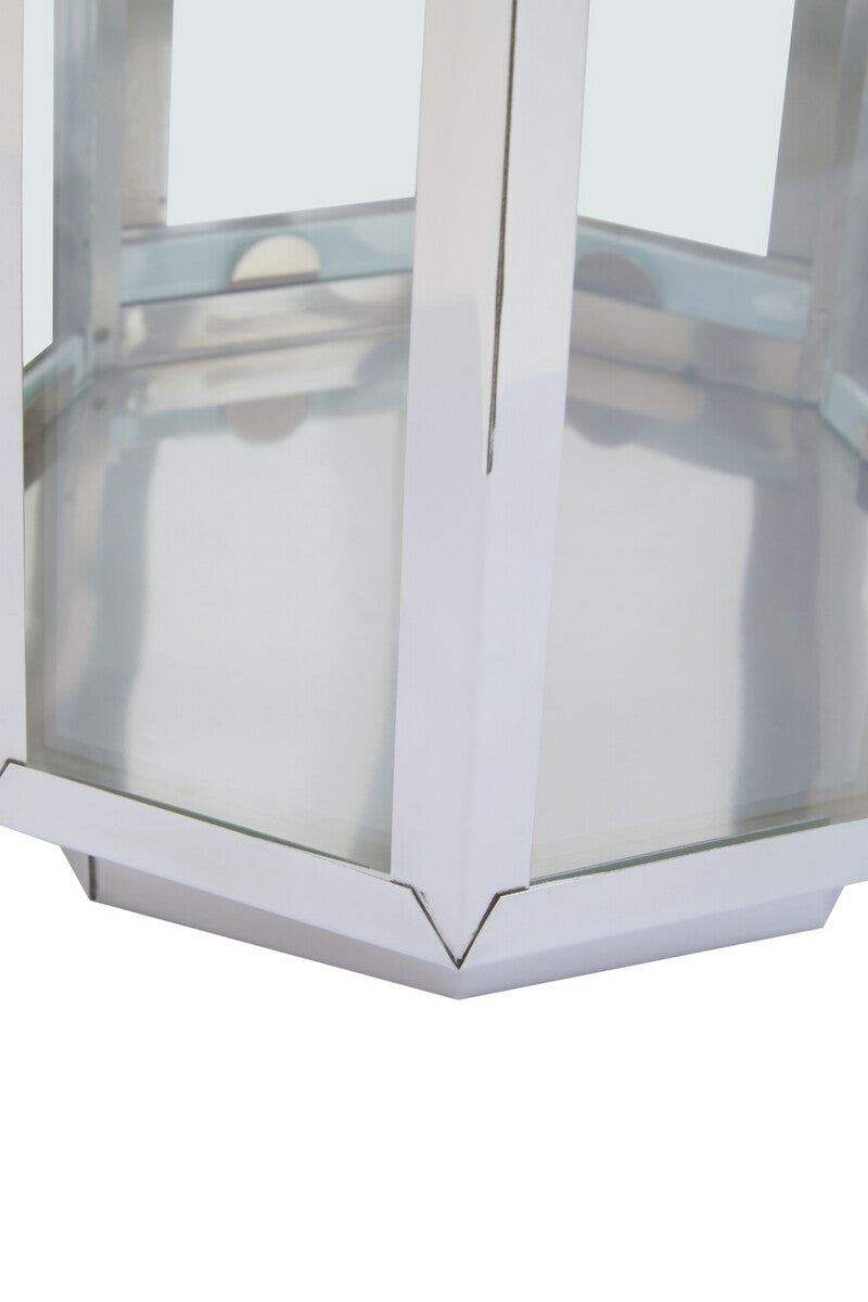 Orsina Herber Small Silver Stainless Steel Lantern | Modern Candle Holder