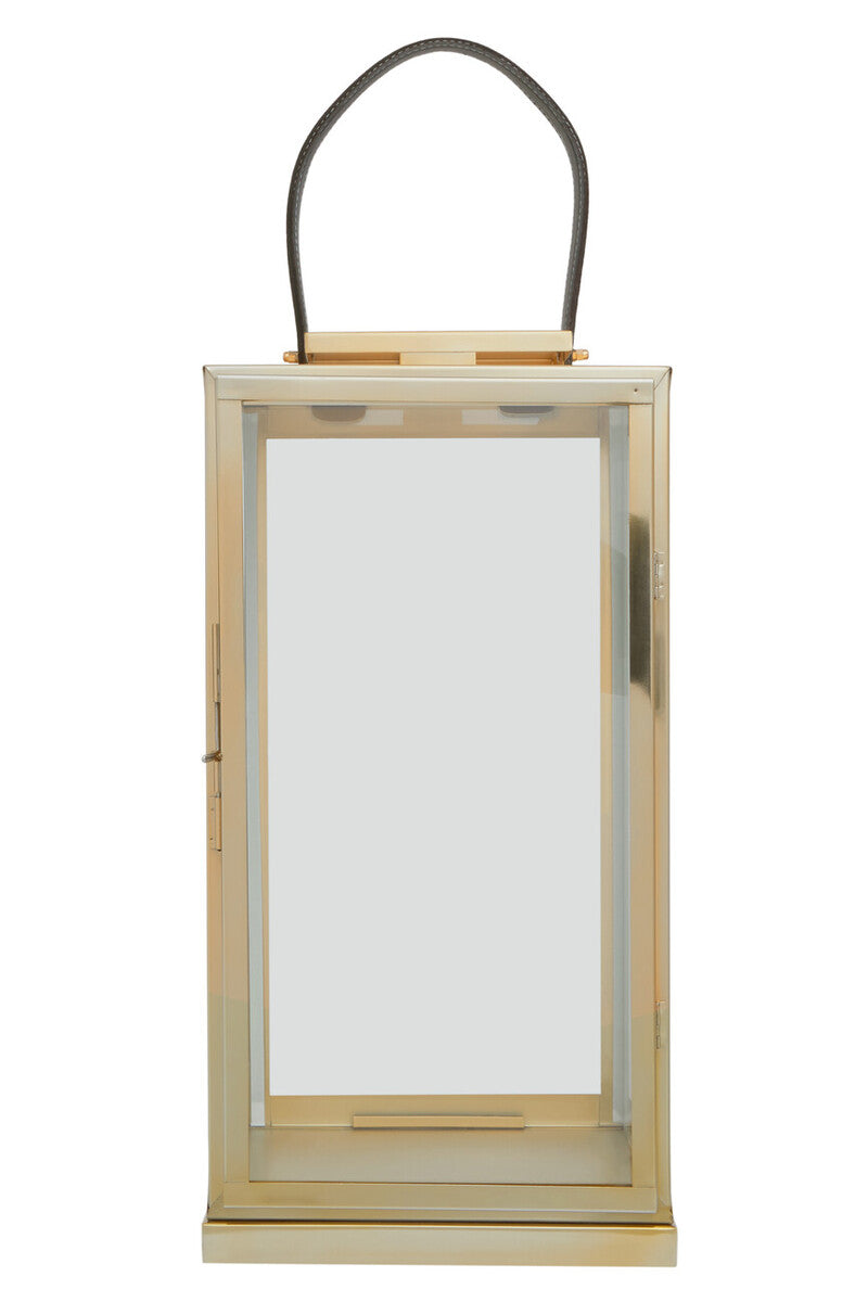 Orsina Herber Large Gold Steel Lantern with Hair-On Leather Handle