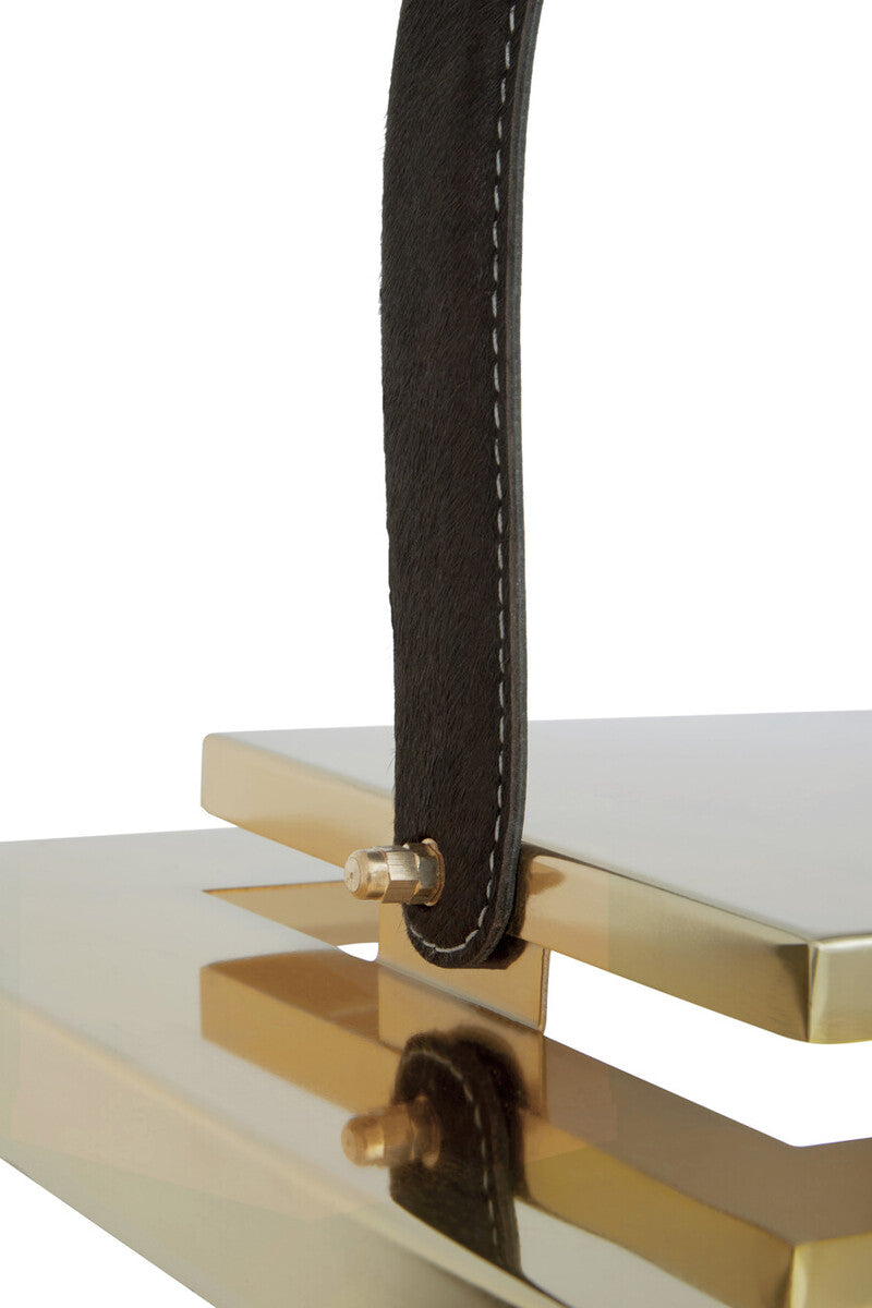 Orsina Herber Large Gold Steel Lantern with Hair-On Leather Handle