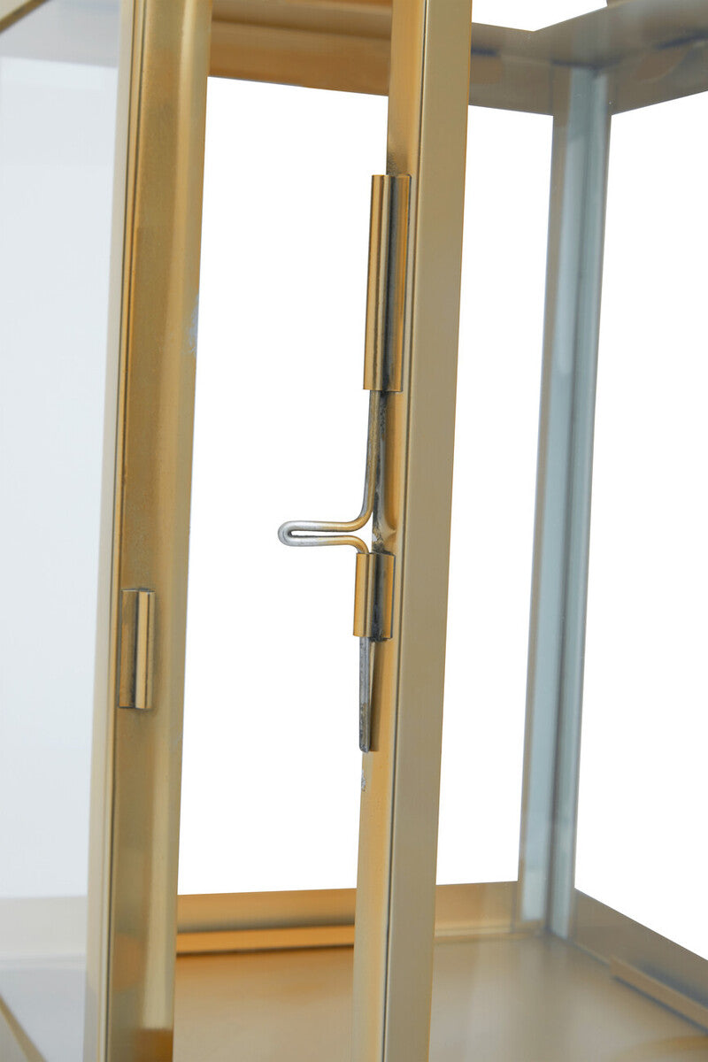 Orsina Herber Gold Steel Lantern with Black Hair-on Leather Handle