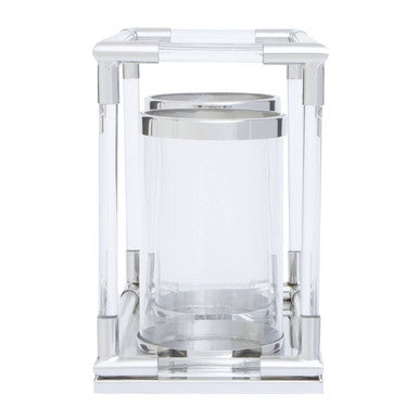 Orsina Lucita Double Candle Holder – Silver Steel and Acrylic Centerpiece