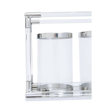 Orsina Lucita Double Candle Holder – Silver Steel and Acrylic Centerpiece