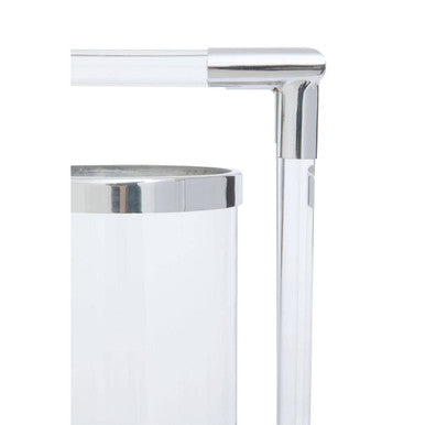 Orsina Lucita Double Candle Holder – Silver Steel and Acrylic Centerpiece