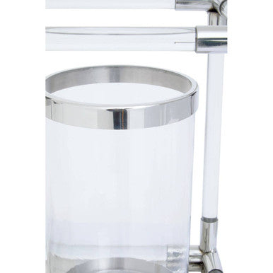 Orsina Lucita Double Candle Holder – Silver Steel and Acrylic Centerpiece
