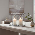 Orsina Lucita Double Candle Holder – Silver Steel and Acrylic Centerpiece