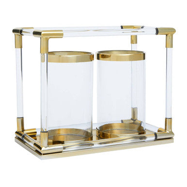 Orsina Lucita Double Candle Holder – Gold Finish and Acrylic Decor
