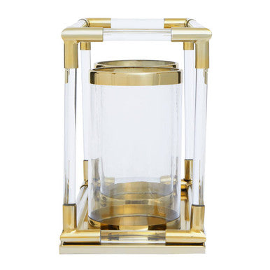 Orsina Lucita Double Candle Holder – Gold Finish and Acrylic Decor