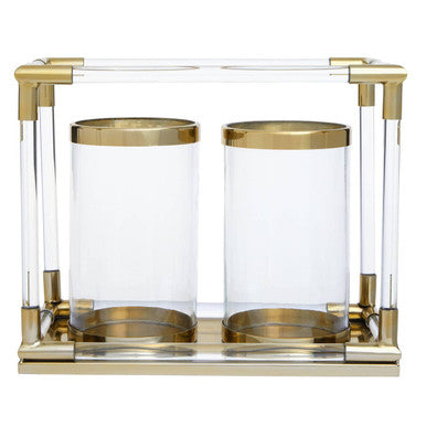 Orsina Lucita Double Candle Holder – Gold Finish and Acrylic Decor