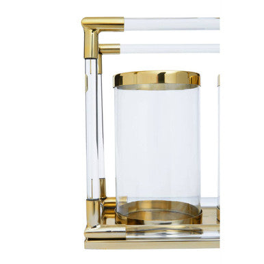 Orsina Lucita Double Candle Holder – Gold Finish and Acrylic Decor