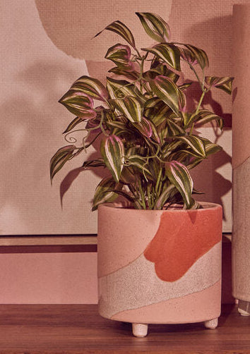Orsina Jada Large Terracotta Planter – Abstract Footed Indoor Pot