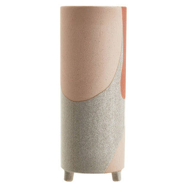 Orsina Jada Large Footed Terracotta Vase – Handcrafted Abstract Decor