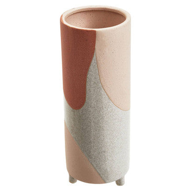 Orsina Jada Large Footed Terracotta Vase – Handcrafted Abstract Decor