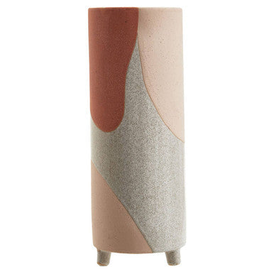 Orsina Jada Large Footed Terracotta Vase – Handcrafted Abstract Decor