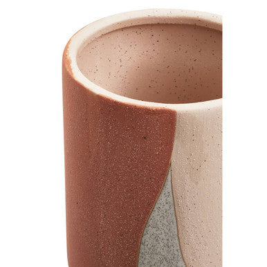 Orsina Jada Large Footed Terracotta Vase – Handcrafted Abstract Decor