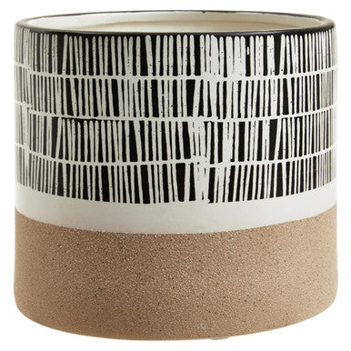 Orsina Jada Large Striped Planter – Modern Monochrome Ceramic Pot