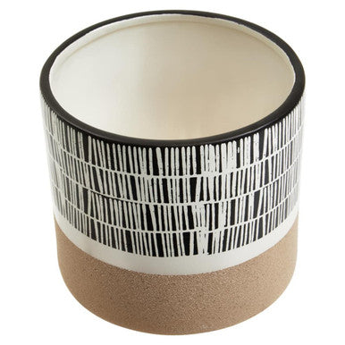 Orsina Jada Large Striped Planter – Modern Monochrome Ceramic Pot