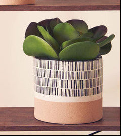 Orsina Jada Large Striped Planter – Modern Monochrome Ceramic Pot