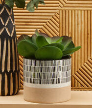 Orsina Jada Large Striped Planter – Modern Monochrome Ceramic Pot