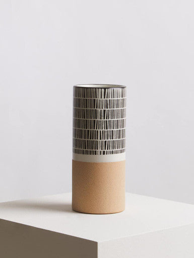 Orsina Jada Small Striped Vase – Modern Monochrome Ceramic Decor