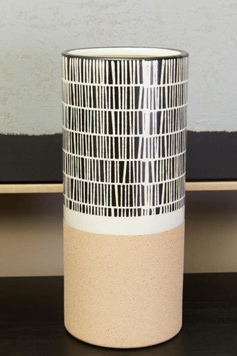 Orsina Jada Small Striped Vase – Modern Monochrome Ceramic Decor