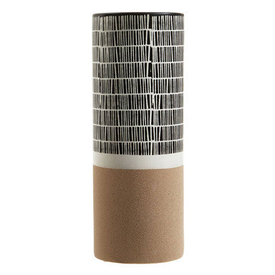 Orsina Jada Large Striped Vase – Tall Monochrome Ceramic Vessel
