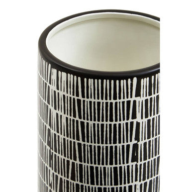 Orsina Jada Large Striped Vase – Tall Monochrome Ceramic Vessel